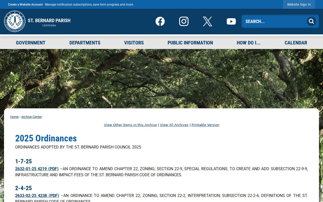 Chalmette ZIP code directory address-change ordinance archive
